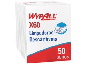 Pano de Limpeza Multiuso Descartável Microfibra - WypAll X60 Dobrado 50 Unidades