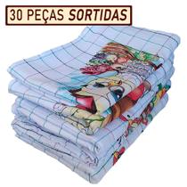 Pano de Prato Atacado Kit 30 Unidades Estampado Revenda Cozinha com Bainha Copa Algodão