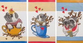 Pano de Prato Atoalhado Dogs - Kit com 3 Unidades - Teka