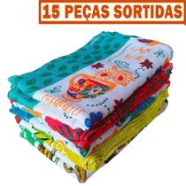 Pano de Prato Atoalhado Kit 15 Peças Cozinha Copa Atacado Revenda Algodão com Bainha.
