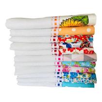 Pano De Prato Barrado Atacado Kit Com 10 Peças