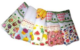 Pano De Prato Barrado Kit 3 Peças Pé De Galinha 100% Algodão Pano De Prato Barrado Kit 3 Peças Pé De Galinha 100% Algodão