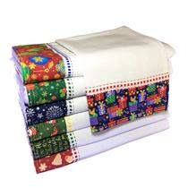 Pano De Prato Barrado Natal kit 10 pçs