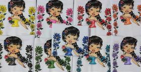 Pano de Prato com Bainha Bonecas Sayuri 50x73cm - Nova Era - Ideal para Artesanato