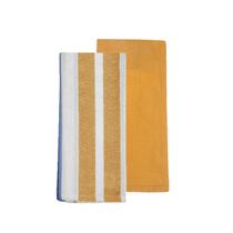 Pano de Prato Copa 70cm Listras Azul Branco Mostarda Kit 2un