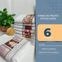 Pano de Prato Copa Atoalhado Cozinha 45X75 Kit 6 Panos