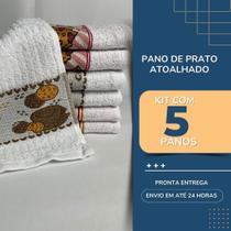Pano de Prato Copa Atoalhado Jacquard Cozinha 45x65 Jogo 5 Panos
