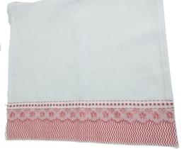 Pano De Prato Decorado Com Barra De Tecido E Fitas Bordadas