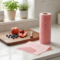 Pano De Prato Descartável Tipo Papel Toalha TNT Absorvente Higiênico Rolo Com 50 Folhas Conjunto