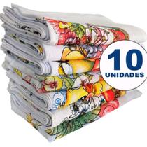 Pano De Prato Estampado Bainha Kit Com 10 Peças