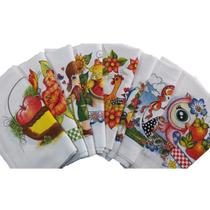 Pano De Prato Estampado Guardanapo Cozinha 12 Unidades