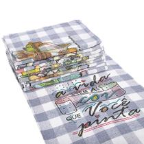 Pano de Prato Estampado Xadrez Escuro Kit 10 Unidades