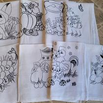 Pano De Prato Lomaer Sacaria 45x71cm Contorno para Pintura( 30 Unidades)Branco