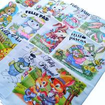 Pano De Prato Lomaer Sacaria Estampado Pascoa 0,45 x 0,71cm Branco 12 Unidades