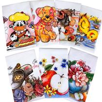 Pano De Prato Louça Cozinha Pia Estampado Bainha Kit Com 30 Peças 100 Algodão