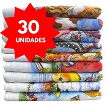 Pano De Prato Louça Cozinha Pia Estampado Bainha Kit Com 30 Peças 100 Algodão