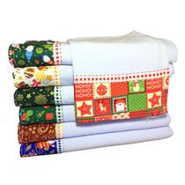 Pano De Prato Pé de Galinha Barrado Natal Kit 10 pçs