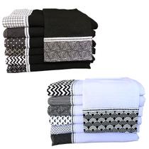 Pano De Prato Pé de Galinha Minimalista Preto/Branco Misto 10 unidades