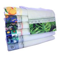 Pano De Prato Premium Bordado Ingles Kit C/ 10 Pano De Prato Premium Bordado Ingles Kit C/ 10