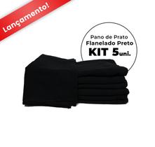 Pano De Prato Preto Liso 5 Peças Flanelado C/bainha Atacado - Mc Flanelas