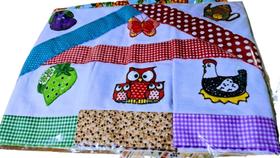 Pano de prato Semaninha, bordado com barrado, pacote com 07 unidades 66x48