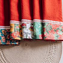 Pano De Prato Vermelho Barrado Natalino 05 unid Pano De Prato Vermelho Barrado Natalino 05 unid