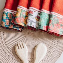 Pano De Prato Vermelho Barrado Natalino 10 unid