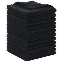 Pano facial de microfibra SUNLAND reutilizável 30x30cm, pacote com 12 unidades, preto