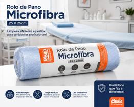 Pano Microfibra 20 Panos Destacáveis 25x25cm 5 Metros Super Absorvente Reutilizável
