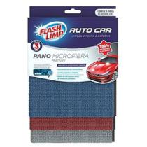 Pano Microfibra Multiuso 3 Peças Carro Casa Flash Limp