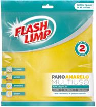 Pano Multiuso FlashLimp com 2 peças Amarelo FLP4540