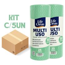 pano multiuso life clean 28cmX50cm 50 unidades verde 5 unidades