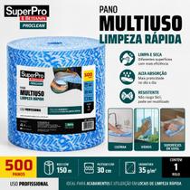 Pano Multiuso Limpeza Rápida SuperPro Proclean Rolo Com 500 Panos Azul Pano Multiuso Limpeza Rápida SuperPro Proclean Rolo Com 500 Panos Azul