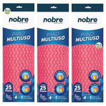 Pano Multiuso Picotado 30x20cm Nobre Kit 3 Un Rolo com 25 Un