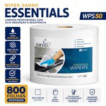 Pano Multiuso Wiper Sanno WPS50 800 Folhas 24,5x33,5cm Alta Absorção Limpeza Profissional e Banho de leito Santher