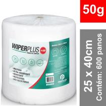 Pano Multiuso WiperPlus Pro50 50g/m² Rolo de 25cm x 240m (600 panos) cor Branco. Ultra absorvente, altamente resistente.