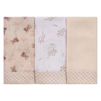 Pano Paninho de Boca Bebê 34cmx40cm 100% Algodão Baby Joy C/ 3 unidades