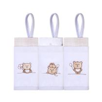 Pano Paninho de boca Bebê Bordado Prendedor de chupeta 40x40cm 100% Algodão c/ 3 unidades