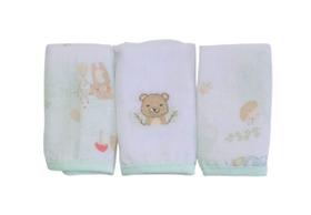 Pano Paninho de Boca Bordado fralda soft prendedor de chupeta 25x25cm c/ 3 unidades - Papi