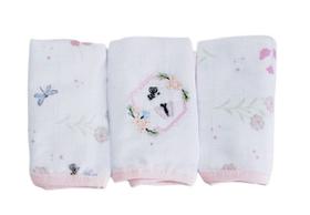 Pano Paninho de Boca Bordado fralda soft prendedor de chupeta 25x25cm c/ 3 unidades - Papi