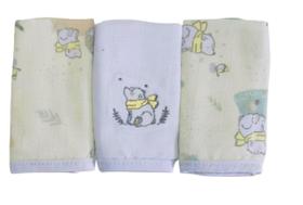 Pano Paninho de Boca Bordado fralda soft prendedor de chupeta 25x25cm c/ 3 unidades - Papi