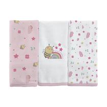 Pano Paninho De Boca Malha 100% Algodão Fio 30 Menina Menino C/3 Unidades