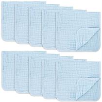 Panos de arroto de muslin 10 pacote grande 100% algodão toalhas de mão 6 camadas extra absorvente e macio por filhotes confortáveis (Azul Celeste, Pacote de 10) - Comfy Cubs