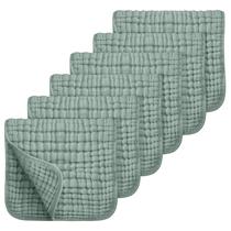 Panos de arroto Looxii Muslin 100% algodão, pacote com 6 unidades, verde escuro Panos de arroto Looxii Muslin 100% algodão, pacote com 6 unidades, verde escuro