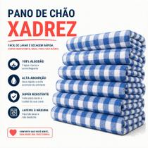 Panos De Chão Xadrez 100 Algodão Grande 45x75cm Alta Absorção Kit Econômico Para Limpeza
