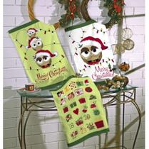 Panos de Copa Felpudo Natal Teka Corujas - Kit10peças