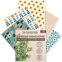 Panos de cozinha suecos SUPERSANDI, pacote com 5, 100% biodegradáveis