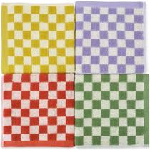 Panos de lavagem Jacquotha Cotton xadrez, pacote com 4 cores, 33x33cm