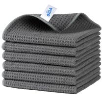 Panos de limpeza MR.SIGA Waffle Pattern Microfiber, pacote com 6 unidades, cinza
