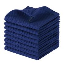 Panos de prato joybest Cotton Waffle Weave, pacote com 8, 30 x 30 cm, azul marinho Panos de prato joybest Cotton Waffle Weave, pacote com 8, 30 x 30 cm, azul marinho